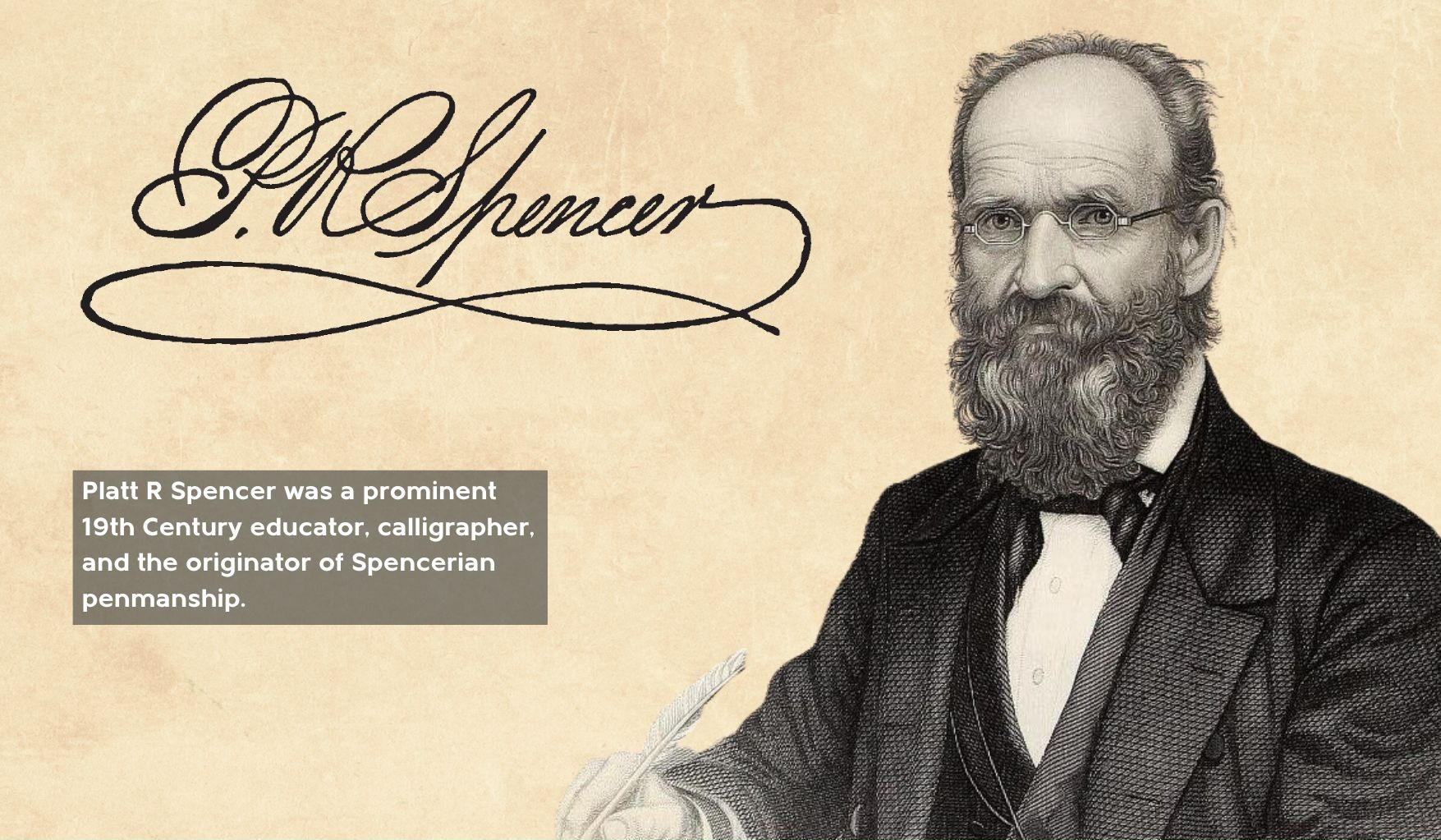 Image of Platt R Spencer, prominent 19th Century educator, calligrapher, and the originator of Spencerian penmanship.