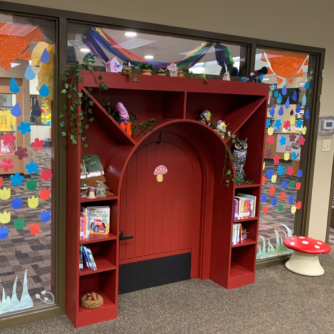 The childrens area hobbit door.