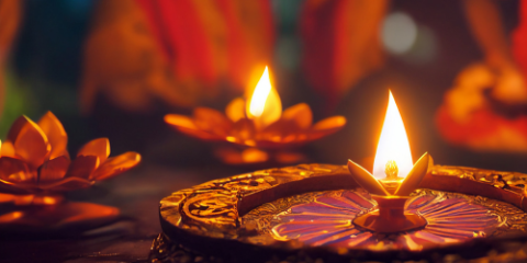 lit oil lamps