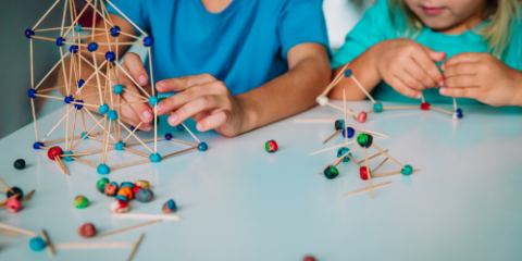 Kids participating in a STEM activity