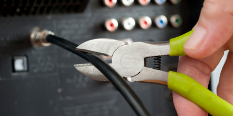 cable cord being cut