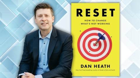 Author Dan Heath next to his book 'Reset'