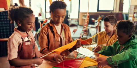 kids making kites
