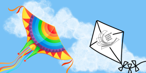 Graphic of kites in the sky