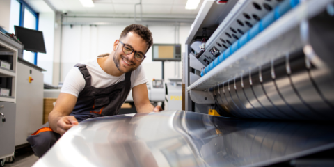 close up shot of a large format printer