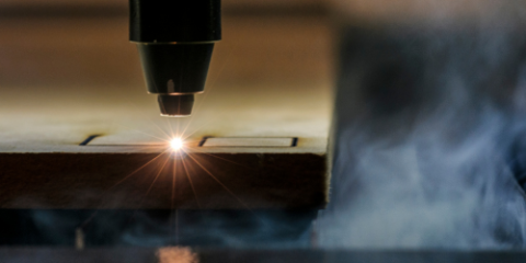 very close-up shot of a laser etcher