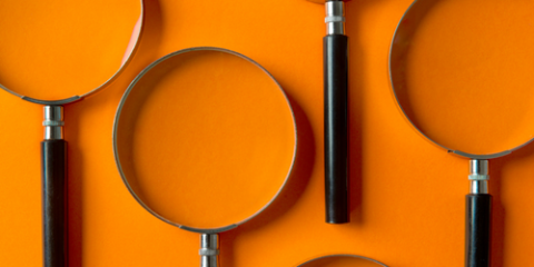 photo of magnifying glasses on an orange background