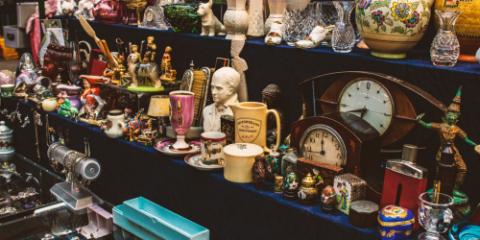 shelves of antiques