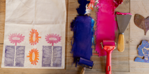 Hand printed totebag 