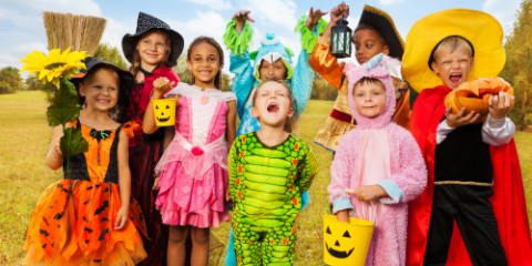 kids in halloween costumes