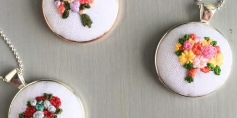 embroidered necklace pendants 