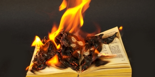 Book on fire