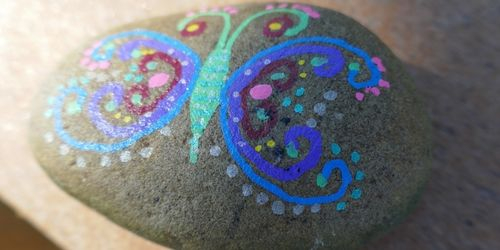 painted rock with a butterfly